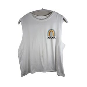 Good hYOUman Women White Sleeveless T-Shirt L Rainbow Mama Boho Comfy Soft Mom